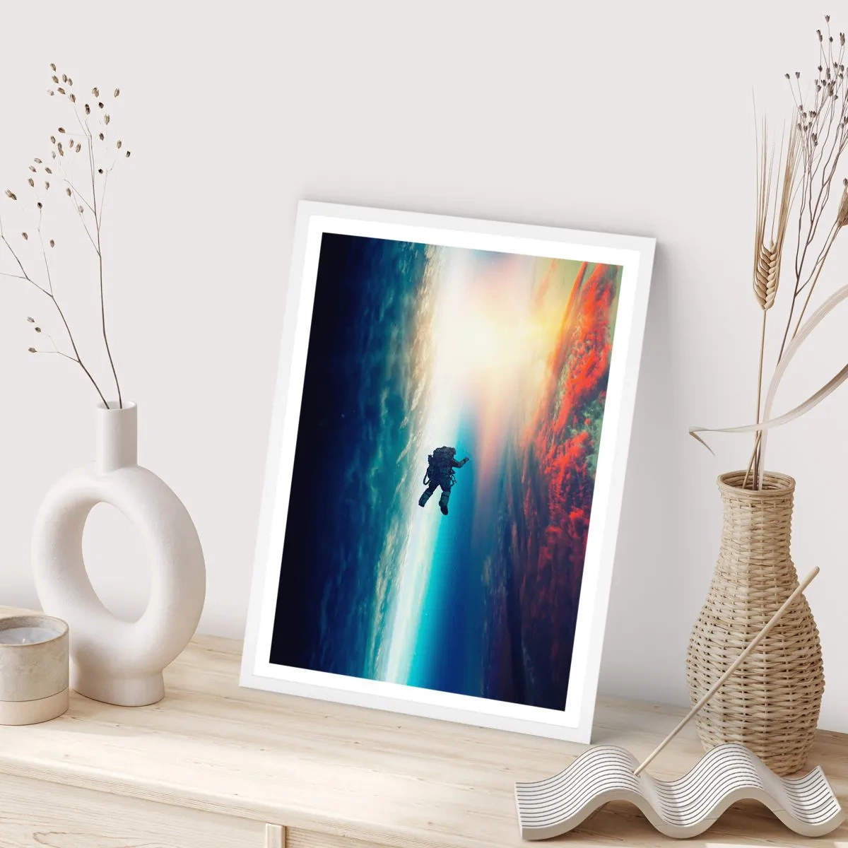 Poster in einem weißen Rahmen - Sich dem Universum stellen - 40x50 cm