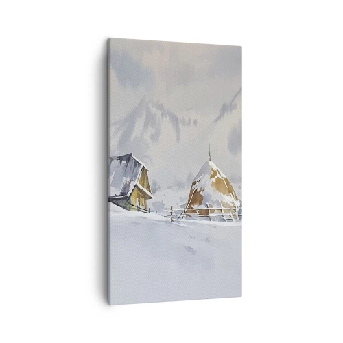 Bild auf Leinwand - Leinwandbild - In einem verschneiten Talkessel - 45x80 cm