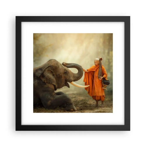 Poster in einem schwarzem Rahmen - Treffen unterwegs - 30x30 cm