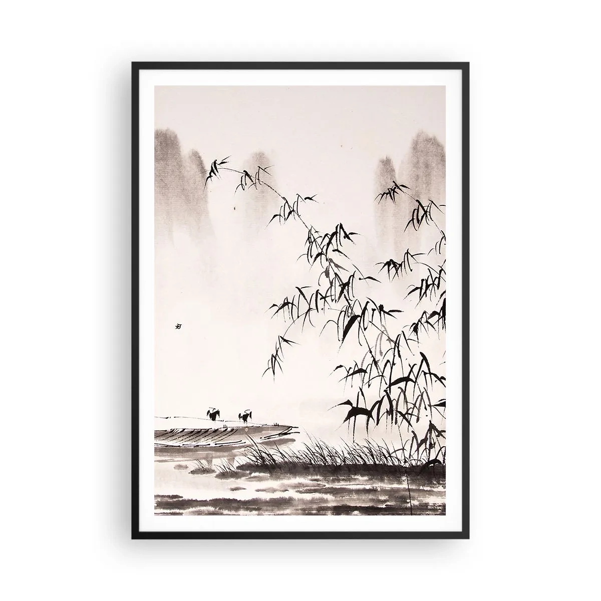 Poster in einem schwarzem Rahmen - Die Stille der Reisfelder - 70x100 cm