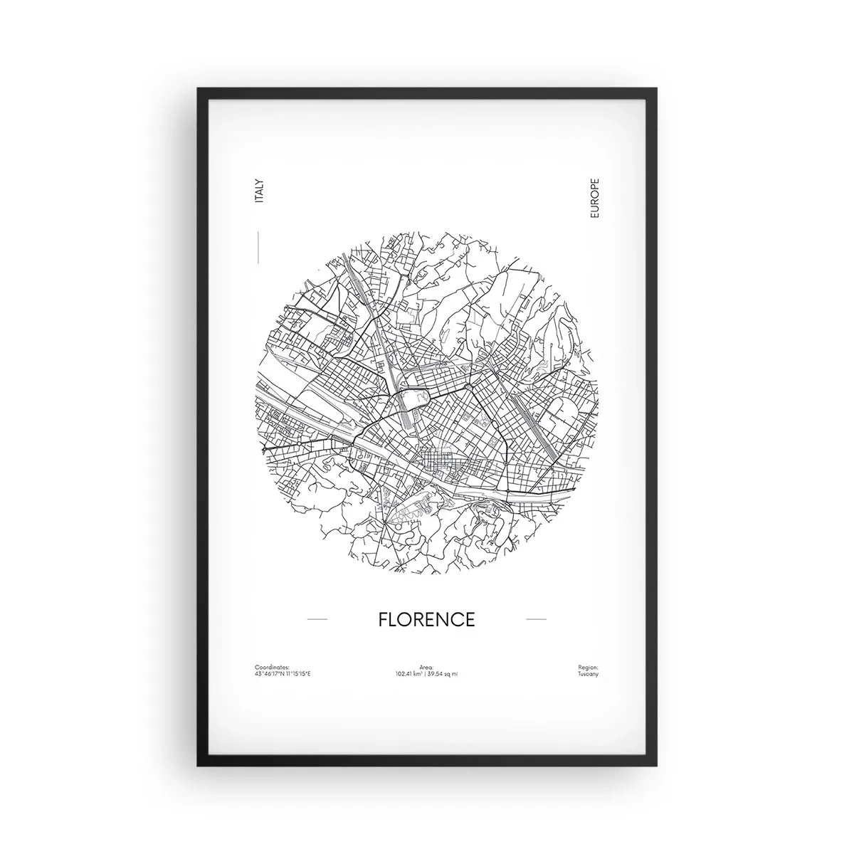 Poster in einem schwarzem Rahmen - Anatomie von Florenz - 61x91 cm