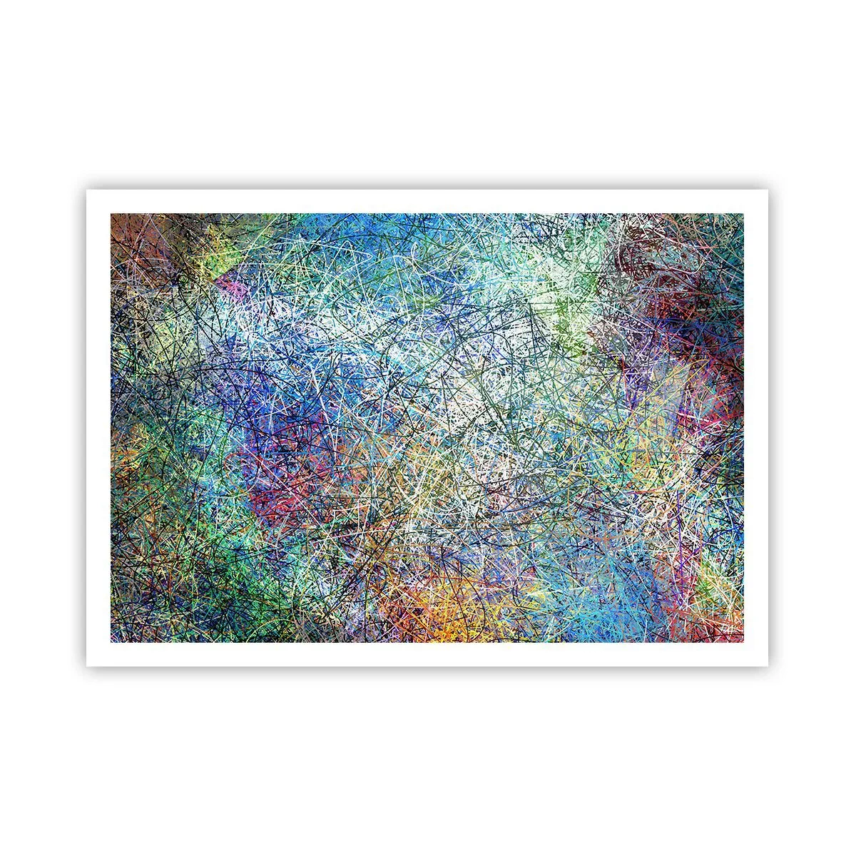 Poster - Abstrakte Komposition mit mehrfarbigen Linien und Texturen - 100x70cm - Es ist nicht so einfach - Moderne Wanddekoration für Wohnzimmer und Schlafzimmer ARTTOR