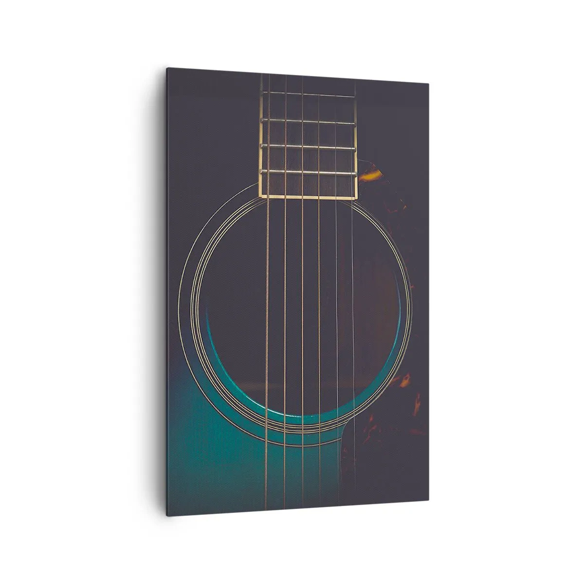 Bild auf Leinwand - Leinwandbild - Akustikgitarre in dunklem, elegantem Licht - 80x120cm - Einen Moment bevor es ertönt - Moderne Wanddekoration für Wohnzimmer und Schlafzimmer ARTTOR
