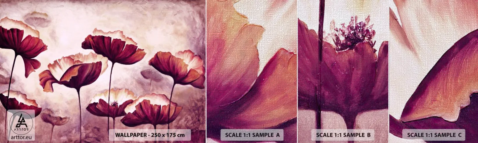 Fototapeten Muster Premium Canvas - Rotes und weißes Blütenblatt - Abstraktion, Blumen, Stück - 100x30 cm