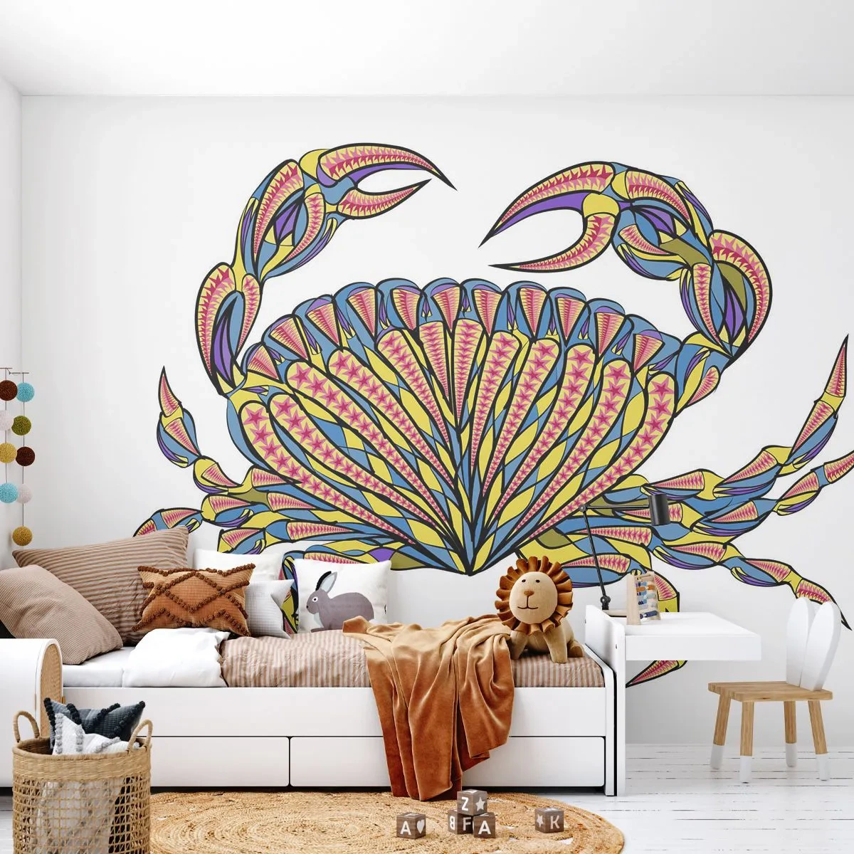 Fototapete Premium Canvas - Meeresschmuck - Krabbe, Für Kinder, Grafik - 300x210 cm