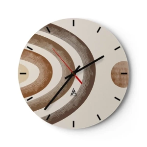 Wanduhr - Glasuhr - Abstrakte Muster in Braun- und Beigetönen auf cremefarbenem Hintergrund - 30x30cm - In einer weit entfernten Galaxie - Moderne Wanddekoration für Wohnzimmer, Küche und Schlafzimmer ARTTOR
