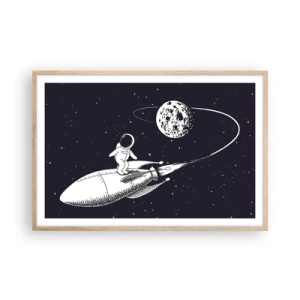 Poster in einem Rahmen aus heller Eiche - Weltraumsurfer - 91x61 cm