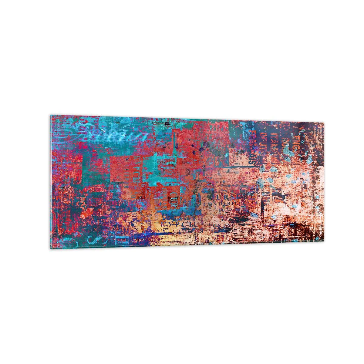 Glasbild - Bild auf glas - Eine abstrakte Komposition mit einer Mischung intensiver Farben. - 120x50cm - Erinnerung und Vergessen - Moderne Wanddekoration für Wohnzimmer und Schlafzimmer ARTTOR