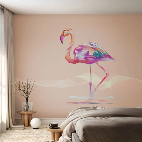 Selbstklebende Fototapete Deluxe Sticker - Der Vogel der guten Gefühle - Flamingo, Vogel, Abstraktion - 100x70 cm
