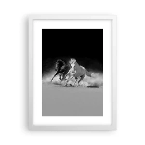 Poster in einem weißen Rahmen - Galopp der Freiheit - 30x40 cm
