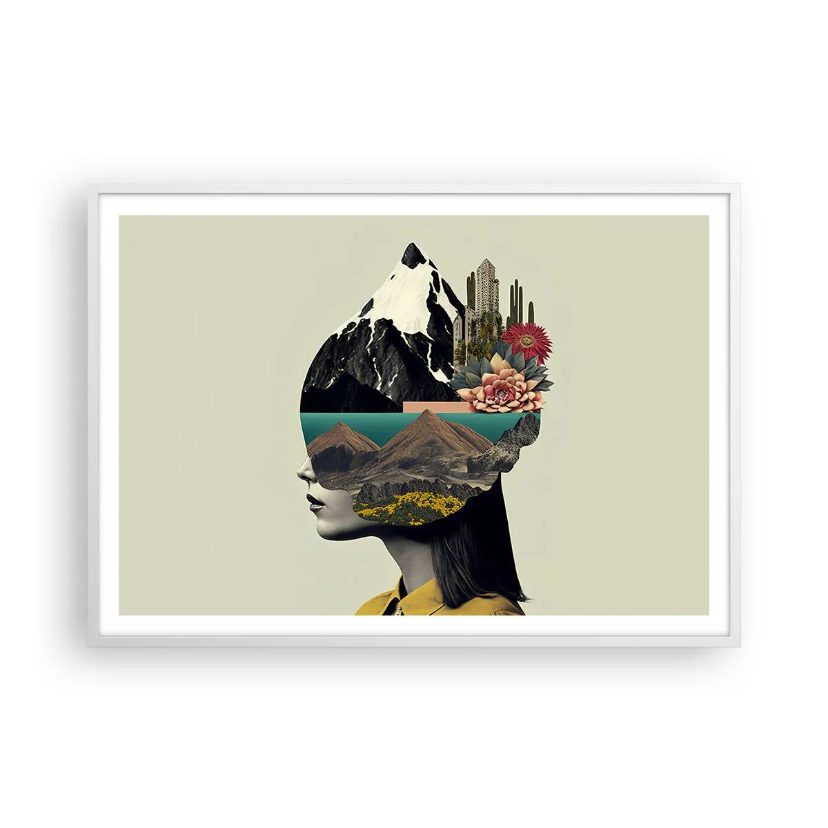 Poster in einem weißen Rahmen - Frau – bleibt immer ein Geheimnis - 100x70 cm