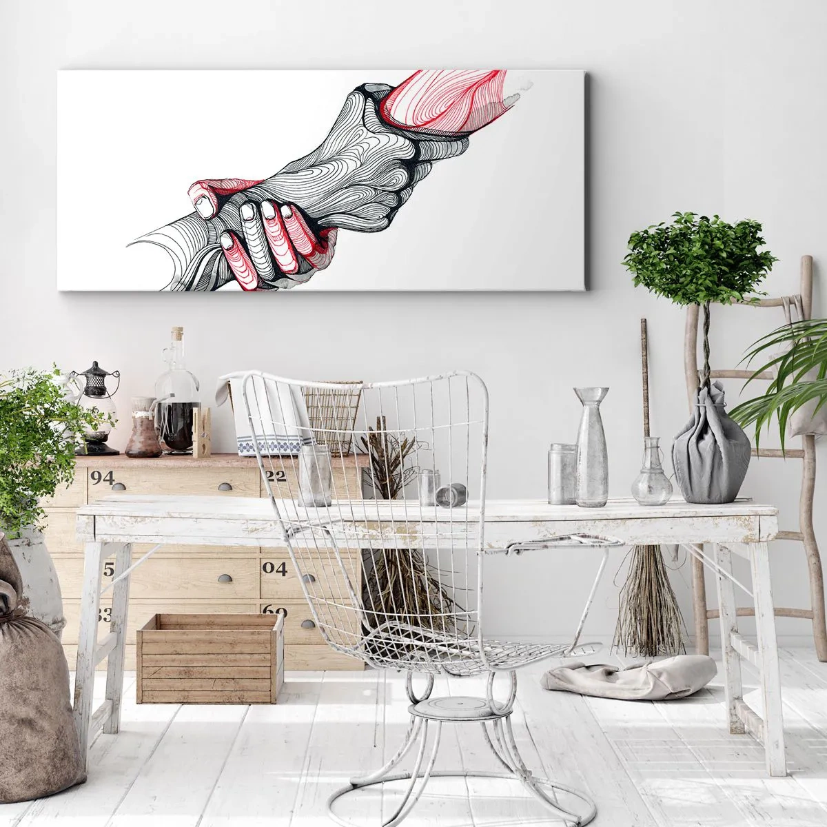 Bild auf Leinwand - Leinwandbild - Künstlerische Hände, die sich im minimalistischen Stil halten - 160x50cm - Sie sind in guten Händen - Moderne Wanddekoration für Wohnzimmer und Schlafzimmer ARTTOR