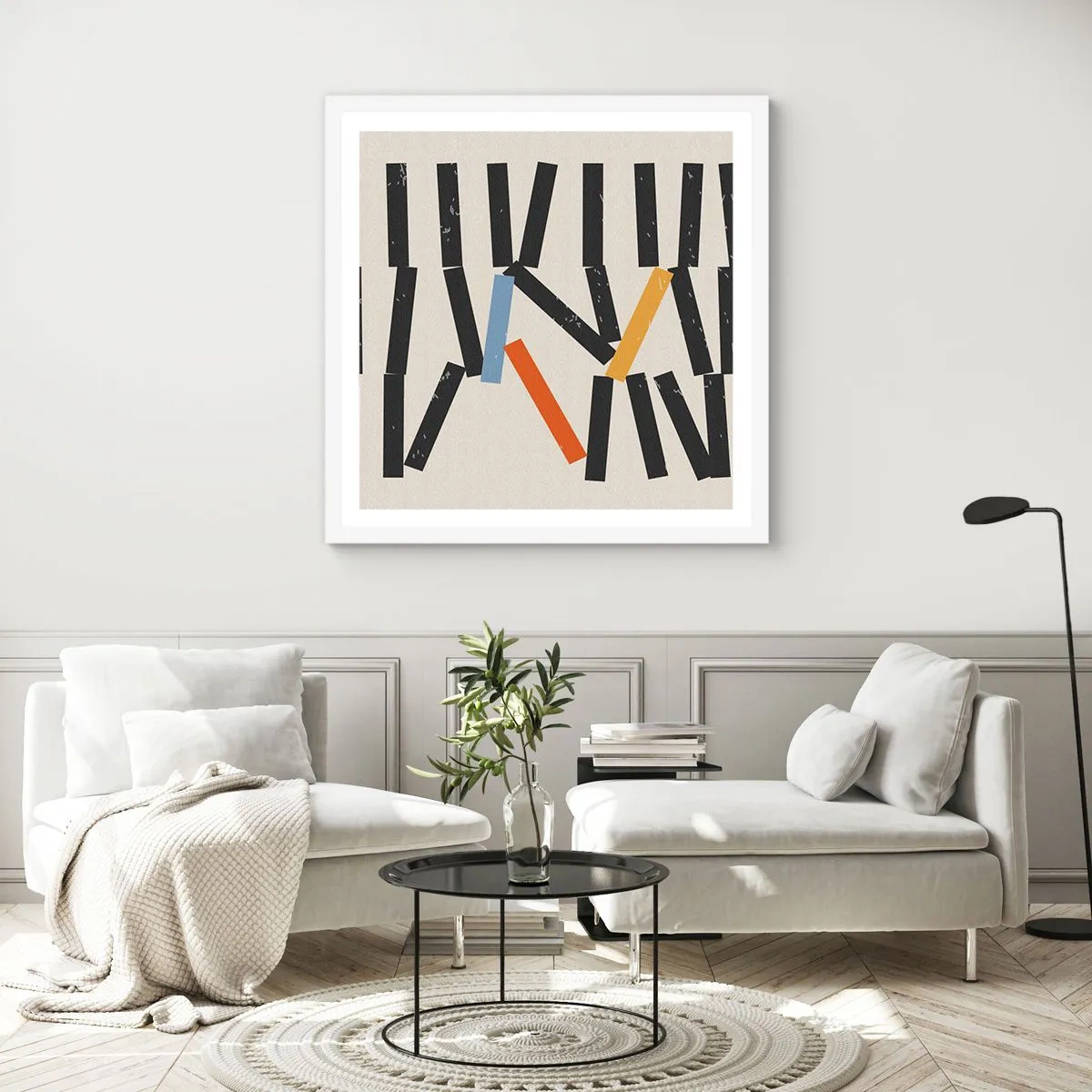 Poster in einem weißen Rahmen - Domino – Komposition - 50x50 cm