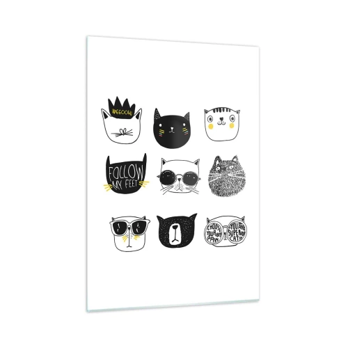 Glasbild - Bild auf glas - Illustrationen von entzückenden Katzen im minimalistischen Stil - 50x70cm - Jeder andere - Moderne Wanddekoration für Wohnzimmer und Schlafzimmer ARTTOR