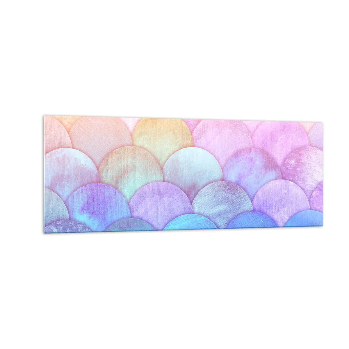Glasbild - Bild auf glas - Abstrakte Schuppen in Pastelltönen - 140x50cm - Perlenschuppe - Moderne Wanddekoration für Wohnzimmer und Schlafzimmer ARTTOR