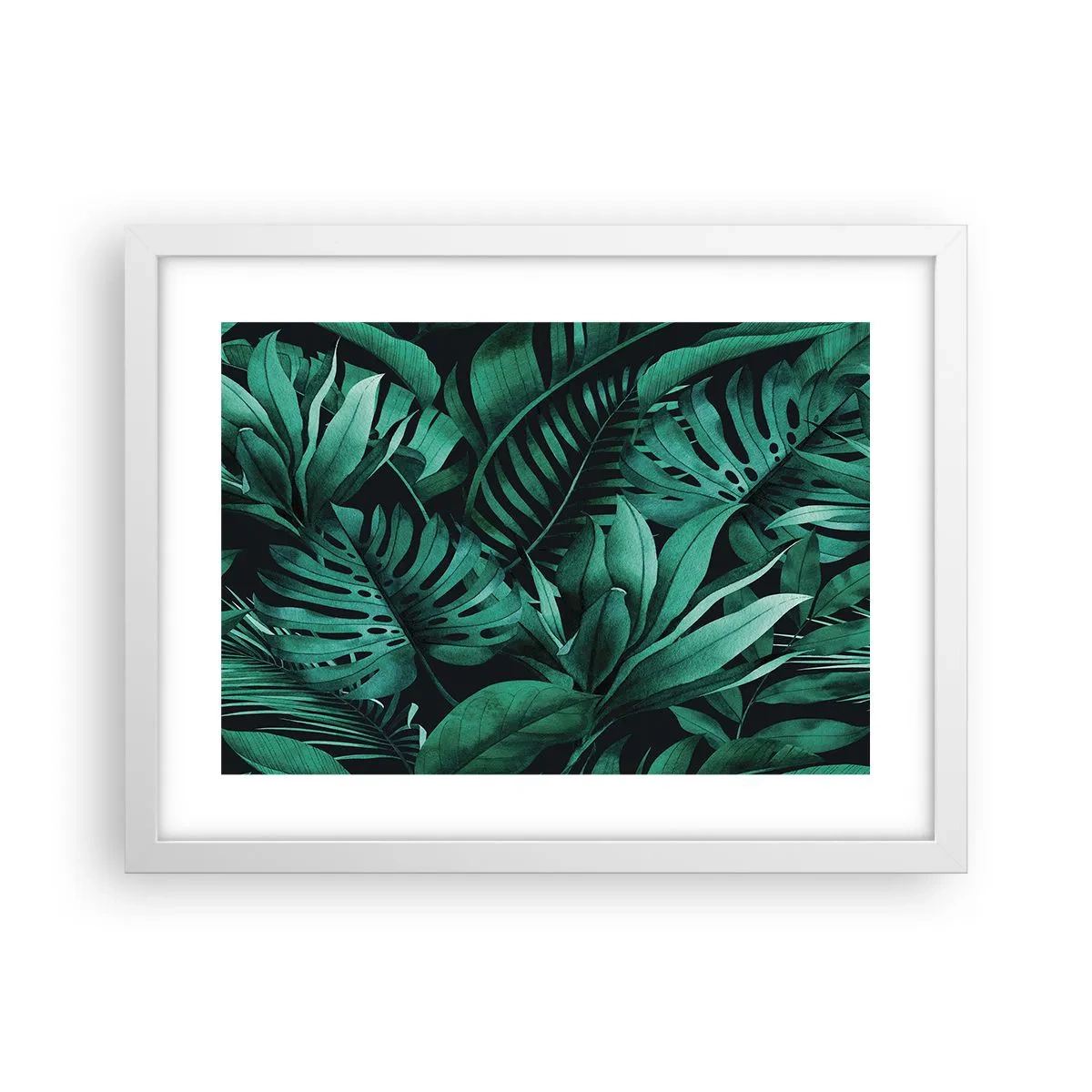 Poster in einem weißen Rahmen - Die Tiefe des tropischen Grüns - 40x30 cm