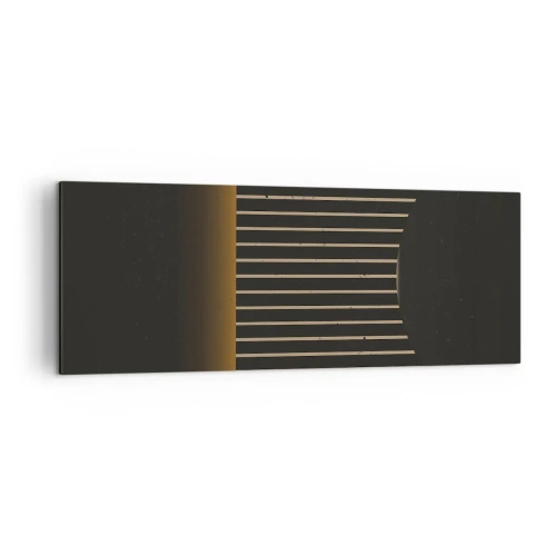 Bild auf Leinwand - Leinwandbild - Geometrisches Muster mit Streifen auf dunklem Hintergrund - 140x50cm - Die Dunkelheit erkunden - Moderne Wanddekoration für Wohnzimmer und Schlafzimmer ARTTOR