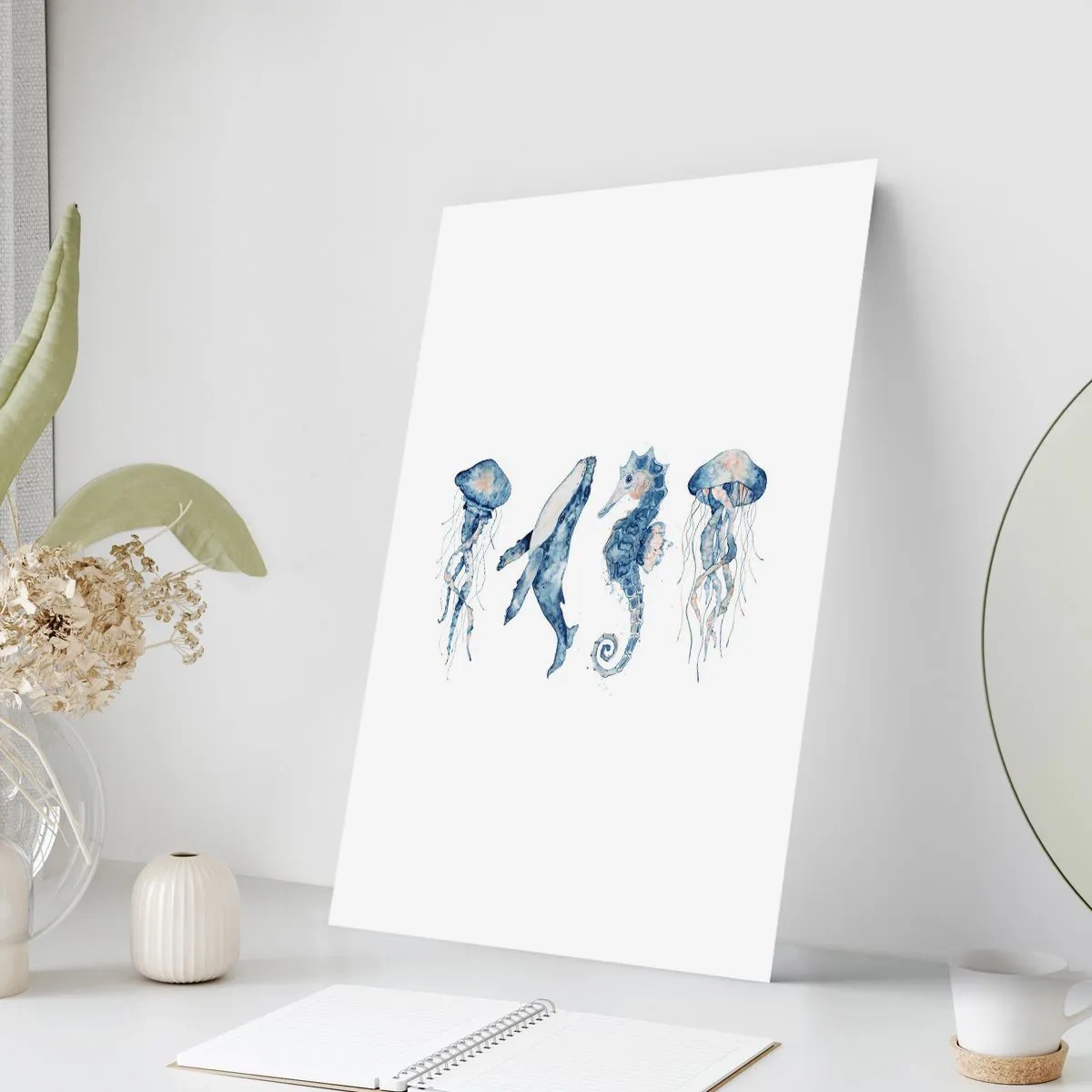 Poster - Meerestiere im Aquarellstil - 50x70cm - Meereswunder - Moderne Wanddekoration für Wohnzimmer und Schlafzimmer ARTTOR