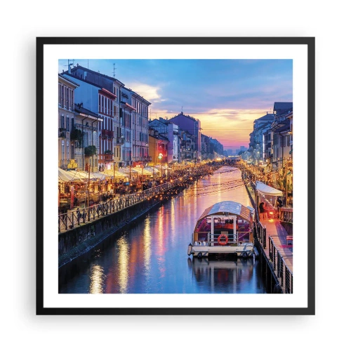 Poster in einem schwarzem Rahmen - Ein Abend voller Licht und Spaß - 60x60 cm