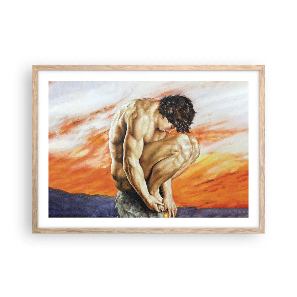 Poster in einem Rahmen aus heller Eiche - In sich versunken - 70x50 cm