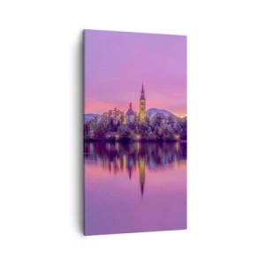 Bild auf Leinwand - Leinwandbild - Eine märchenhafte Insel in der Abenddämmerung - 45x80 cm