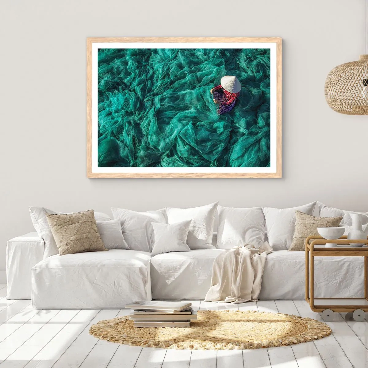 Poster in einem Rahmen aus heller Eiche - In einem Meer aus Netzen - 50x40 cm