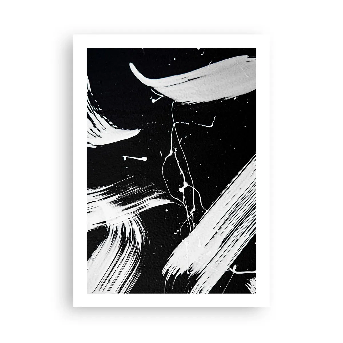 Poster - Abstrakte Komposition aus schwarzen und weißen Pinselstrichen - 50x70cm - Dunkelheit durchbrechen - Moderne Wanddekoration für Wohnzimmer und Schlafzimmer ARTTOR