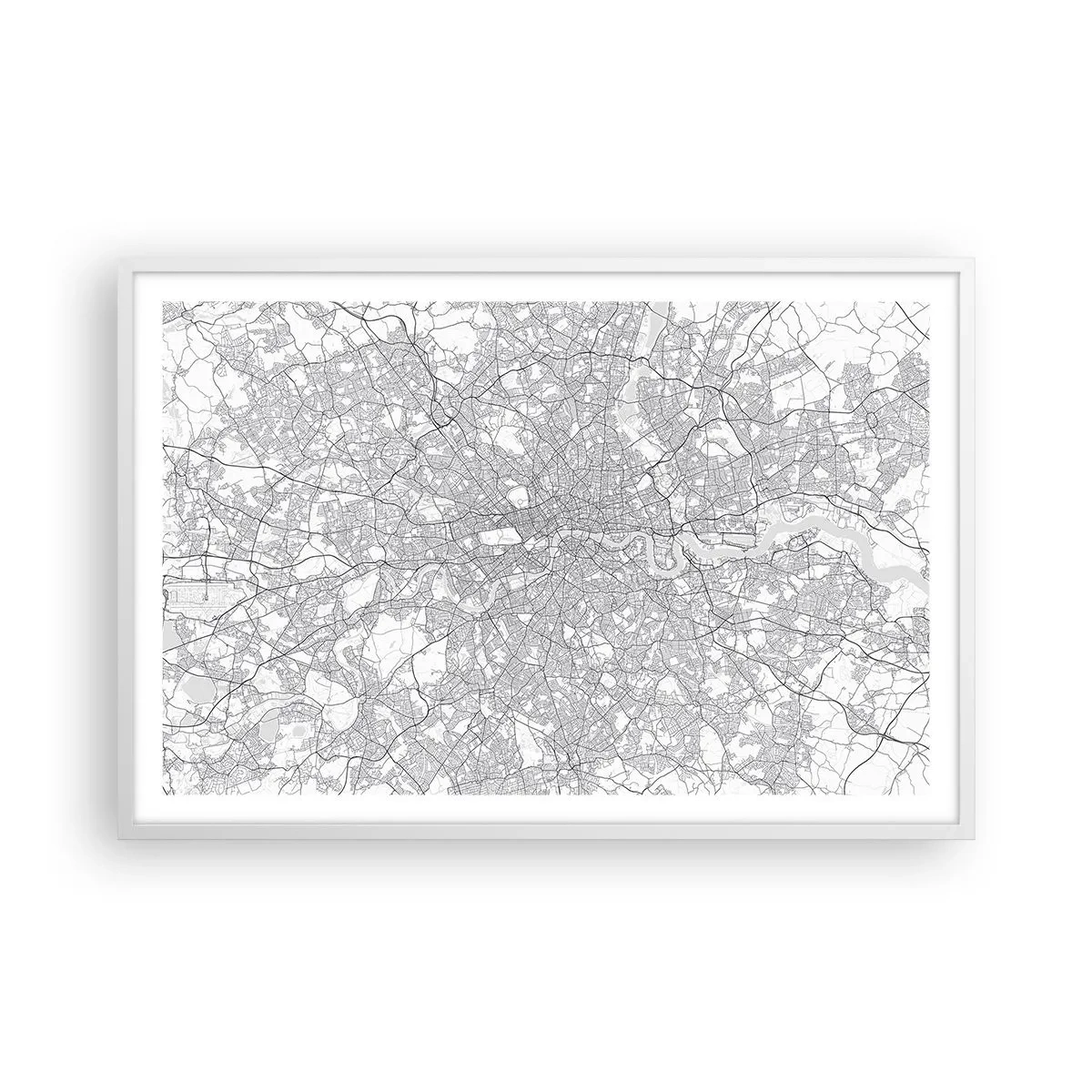 Poster in einem weißen Rahmen - Karte des Labyrinths von London - 91x61 cm