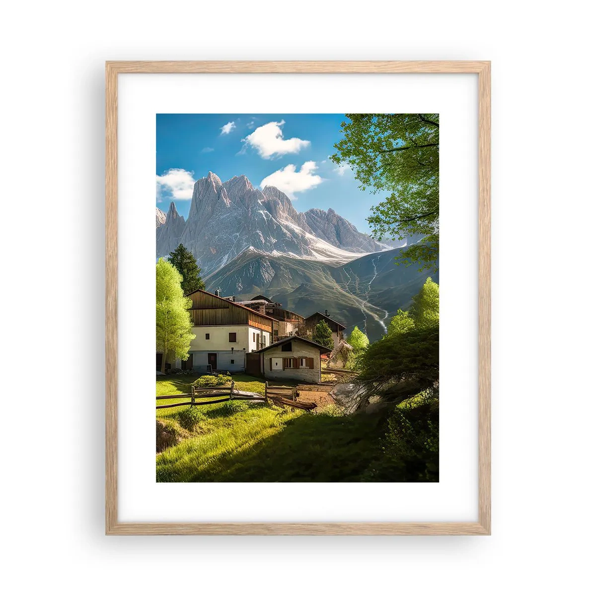 Poster in einem Rahmen aus heller Eiche - Alpenidylle - 40x50 cm