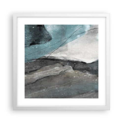 Poster in einem weißen Rahmen - Abstraktion: Felsen und Eis - 40x40 cm