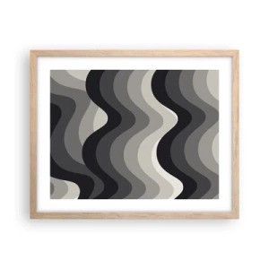 Poster in einem Rahmen aus heller Eiche - Eine Welle nach der anderen - 50x40 cm