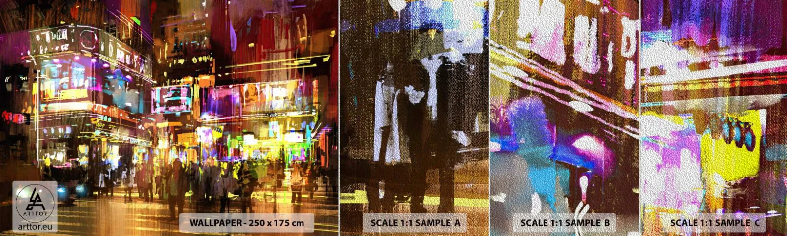 Fototapeten Muster Premium Sand - In einem Lichtermeer - Stadt, Die Architektur, Nachtleben - 100x30 cm