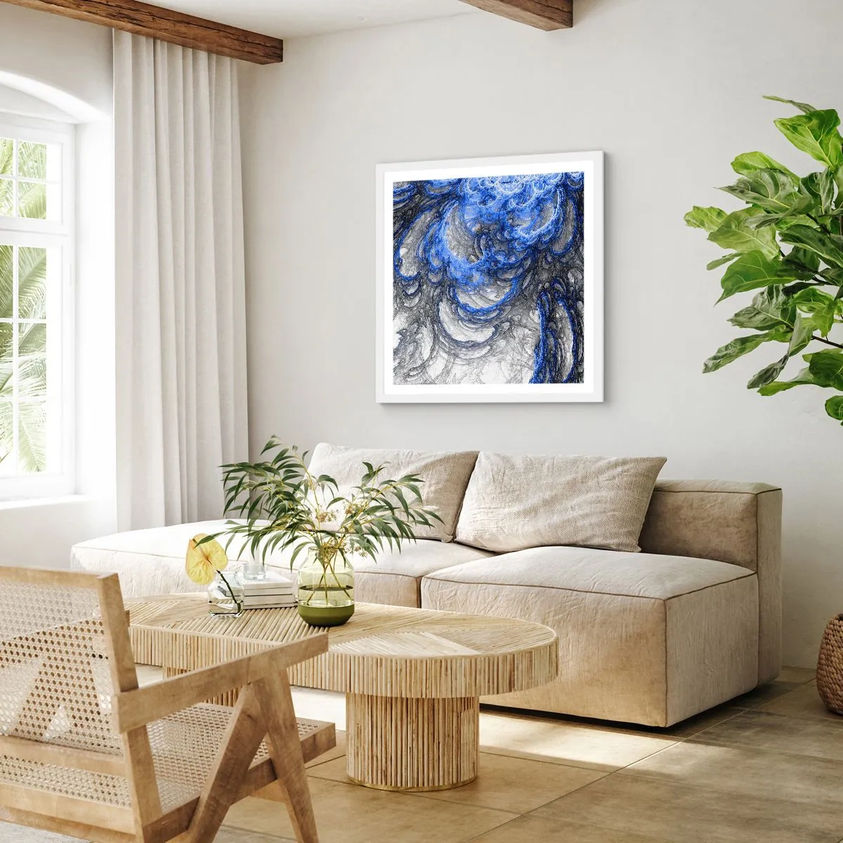 Poster in einem weißen Rahmen - Die Geburt einer Welle - 60x60 cm