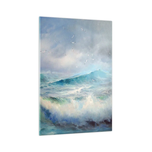 Glasbild - Bild auf glas - Raue Wellen auf dem Ozean - 70x100cm - Der wind heulte mit Triumph - Moderne Wanddekoration für Wohnzimmer und Schlafzimmer ARTTOR