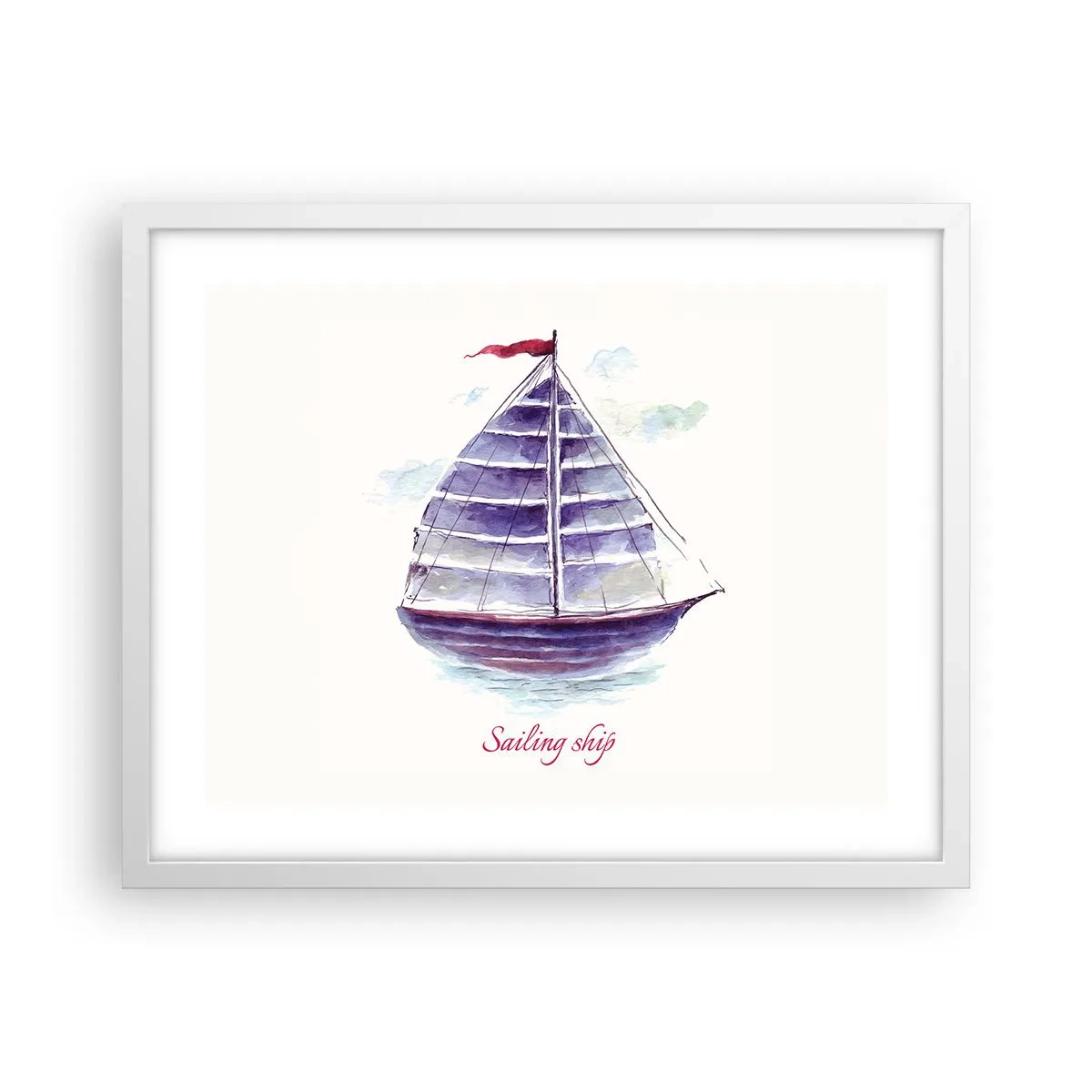 Poster in einem weißen Rahmen - Volle Segel und ruhiges Wasser - 50x40 cm