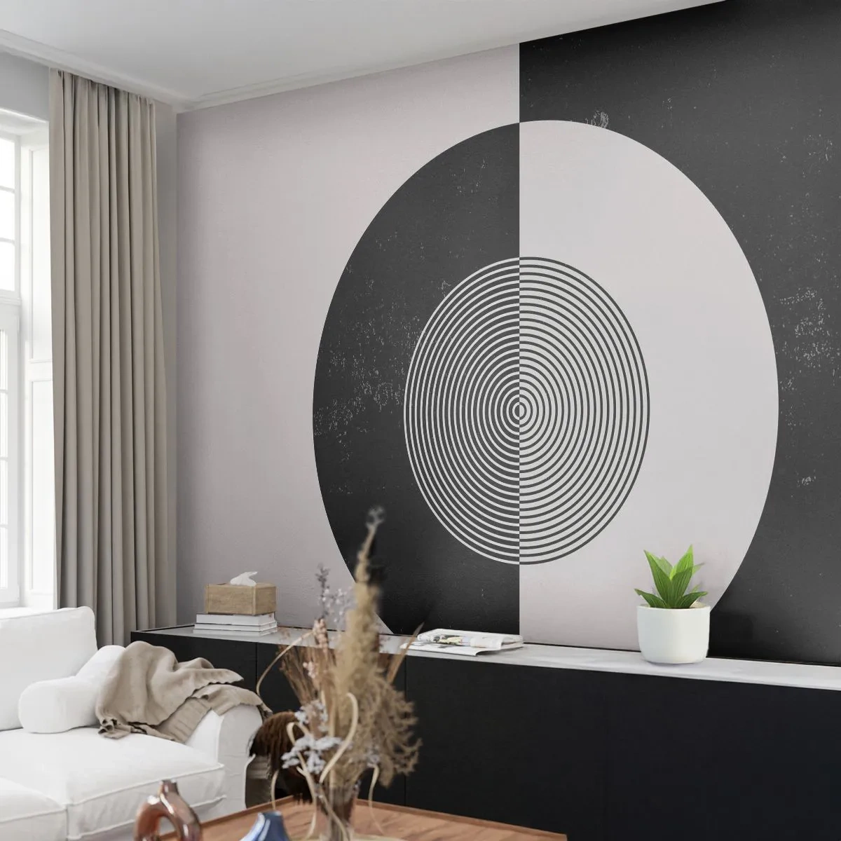Fototapete Standard Eco - Harmonie in Schwarz und Weiß - Abstraktion, Stück, Schwarz und weiß - 500x350 cm