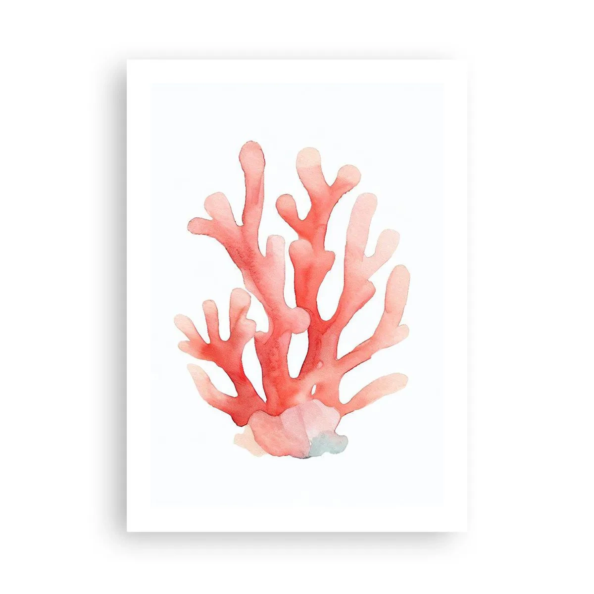 Poster - Aquarell-Illustration von roten Korallen auf weißem Hintergrund - 50x70cm - Korallenfarbene Koralle - Moderne Wanddekoration für Wohnzimmer und Schlafzimmer ARTTOR