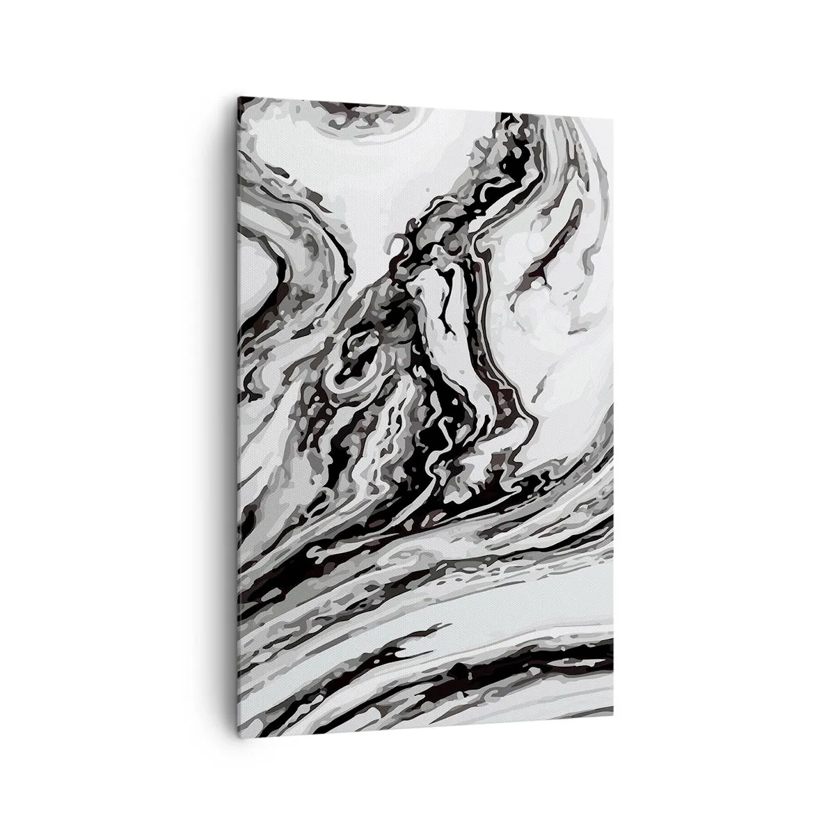 Bild auf Leinwand - Leinwandbild - Abstraktes Marmormuster in Schwarz und Weiß - 80x120cm - Am Anfang war Chaos - Moderne Wanddekoration für Wohnzimmer und Schlafzimmer ARTTOR