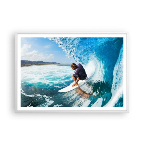 Poster in einem weißen Rahmen - Tanzen mit den Wellen - 100x70 cm