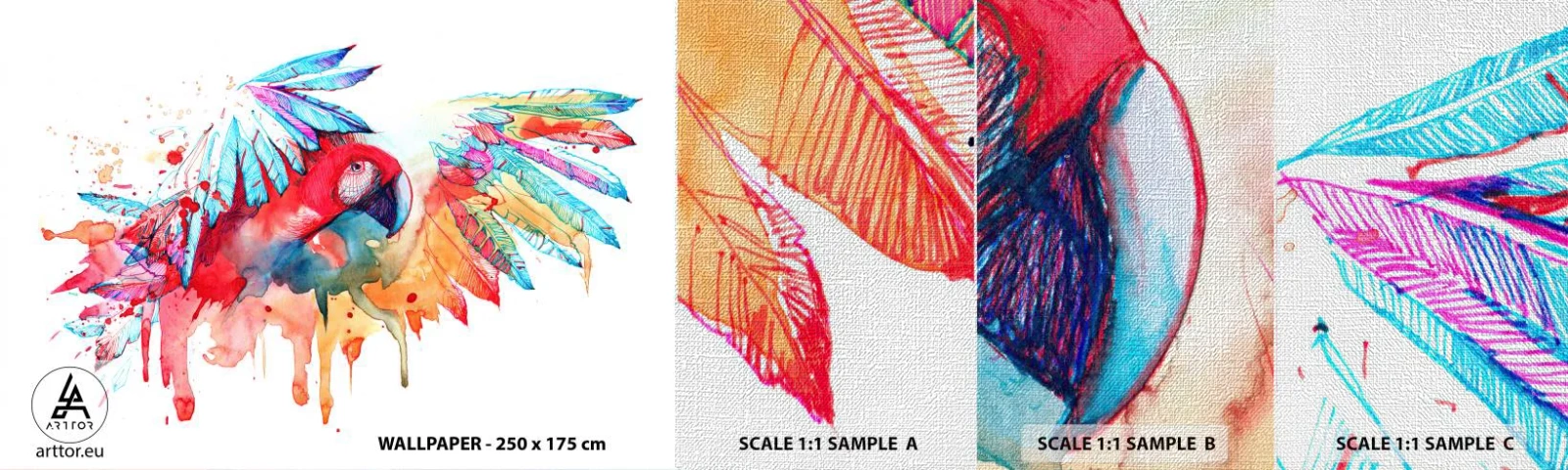 Fototapeten Muster Premium Canvas - . - Papagei, Vogel, Abstraktion - 100x30 cm