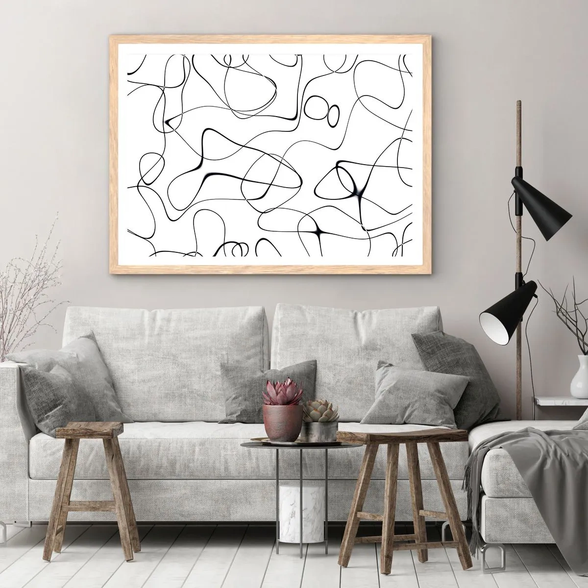 Poster in einem Rahmen aus heller Eiche - Lebenswege, Wechselfälle - 100x70 cm