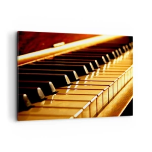 Bild auf Leinwand - Leinwandbild - Klaviertastatur in goldener Beleuchtung - 100x70cm - Endlose Möglichkeiten - Moderne Wanddekoration für Wohnzimmer und Schlafzimmer ARTTOR