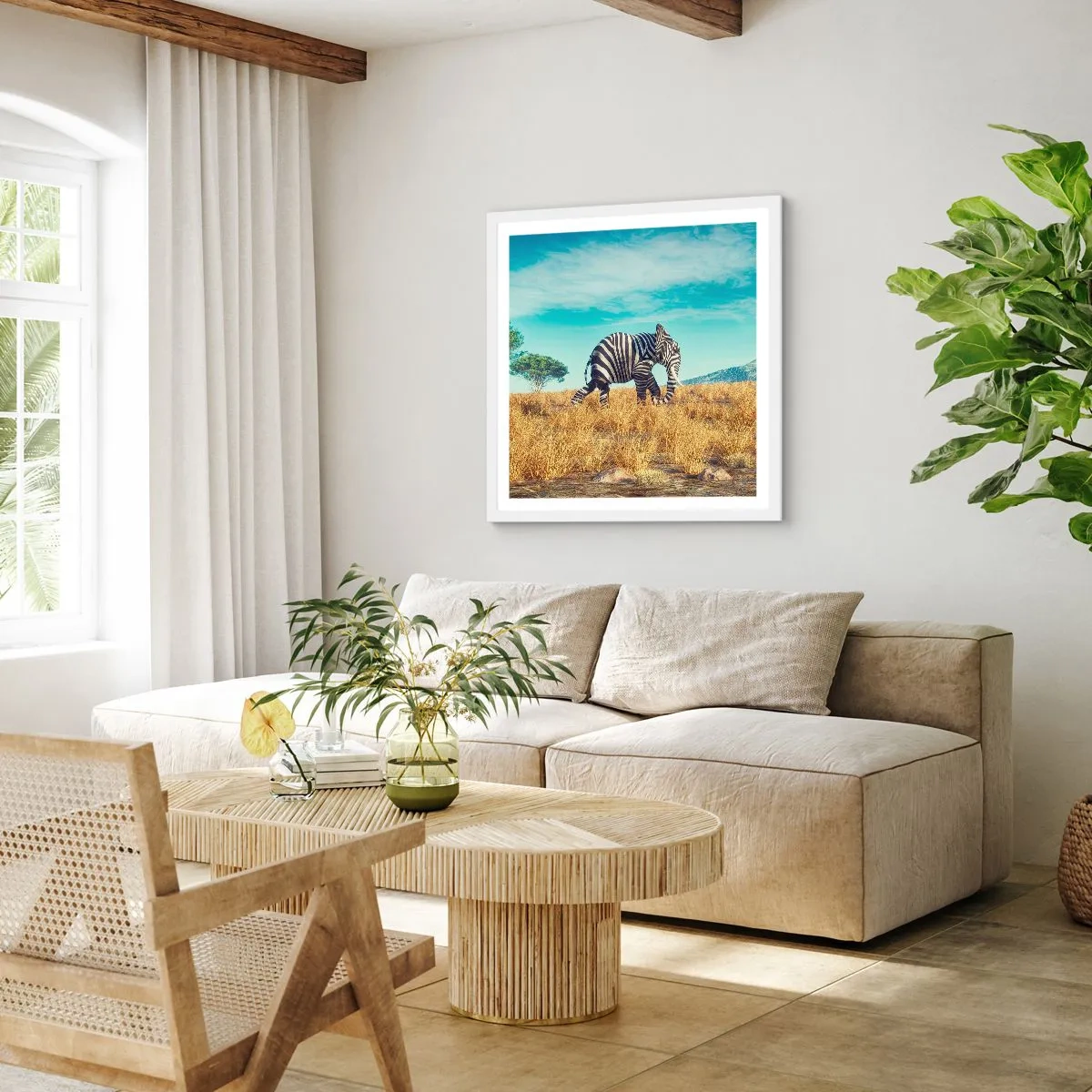 Poster in einem weißen Rahmen - Grau ist nicht mehr in Mode - 60x60 cm