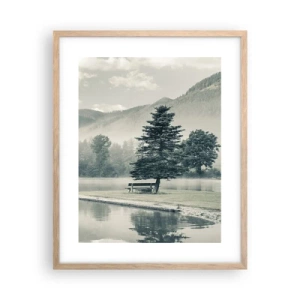 Poster in einem Rahmen aus heller Eiche - Der See schläft noch - 40x50 cm