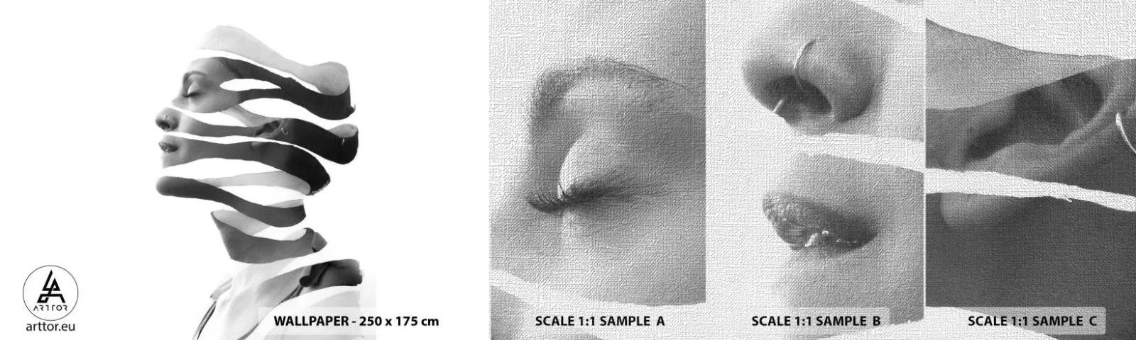 Fototapeten Muster Premium Canvas - Surreales Porträt - Abstraktion, Stück, Frau - 100x30 cm