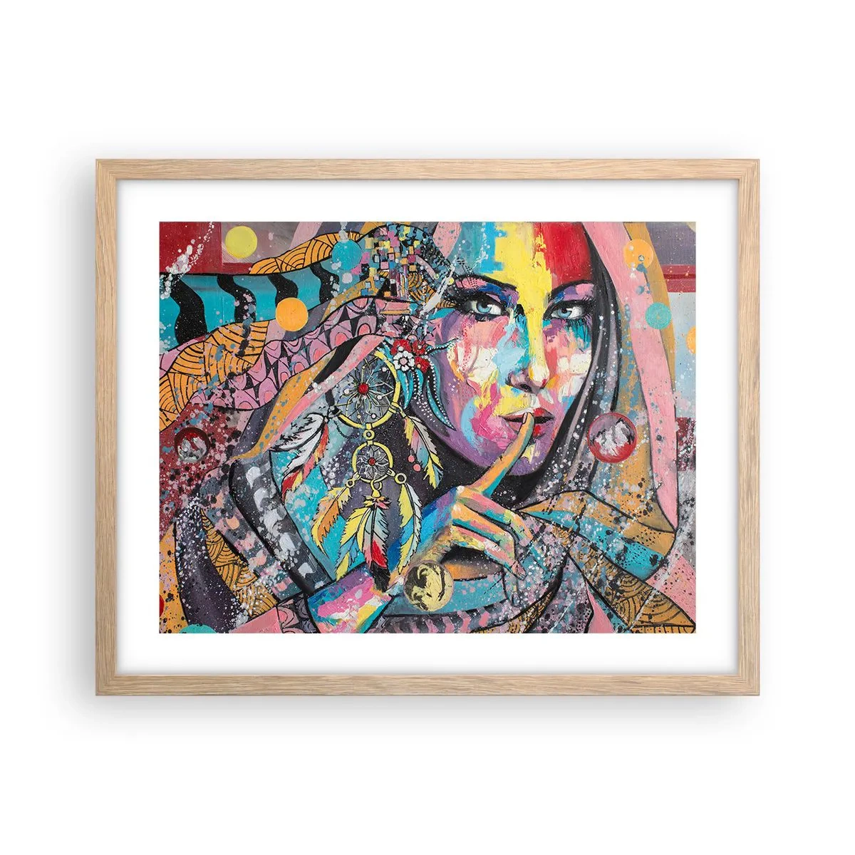 Poster in einem Rahmen aus heller Eiche - Sei still, bis du verstehst - 50x40 cm