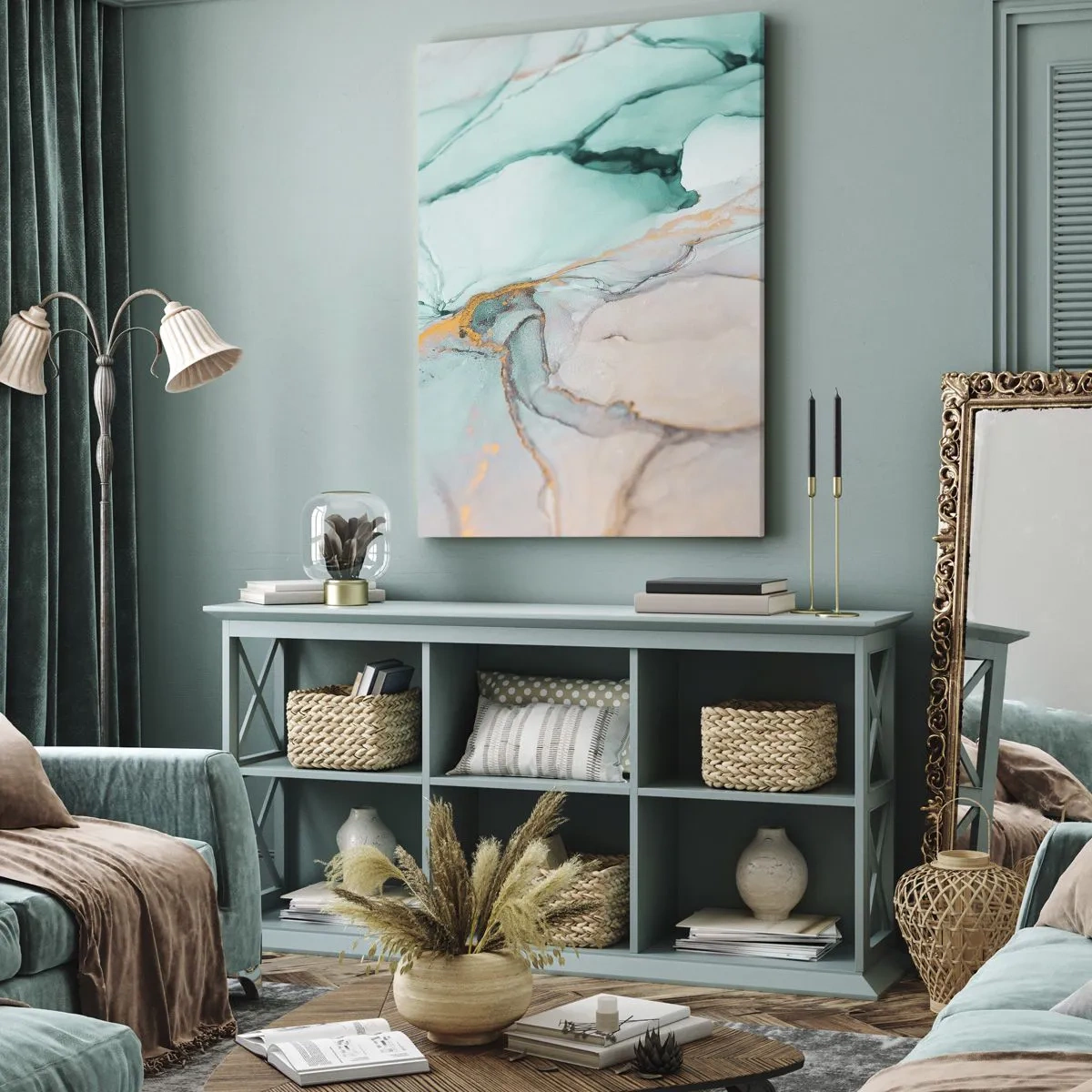 Bild auf Leinwand - Leinwandbild - Ein Tanz der Formen und Farben - 45x80 cm