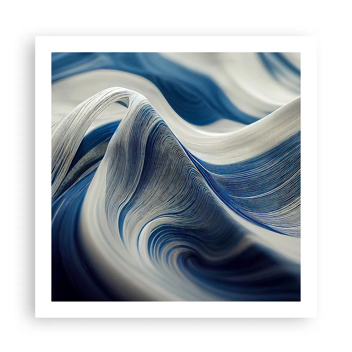 Poster - Fließfähigkeit von Blau und Weiß - 60x60 cm
