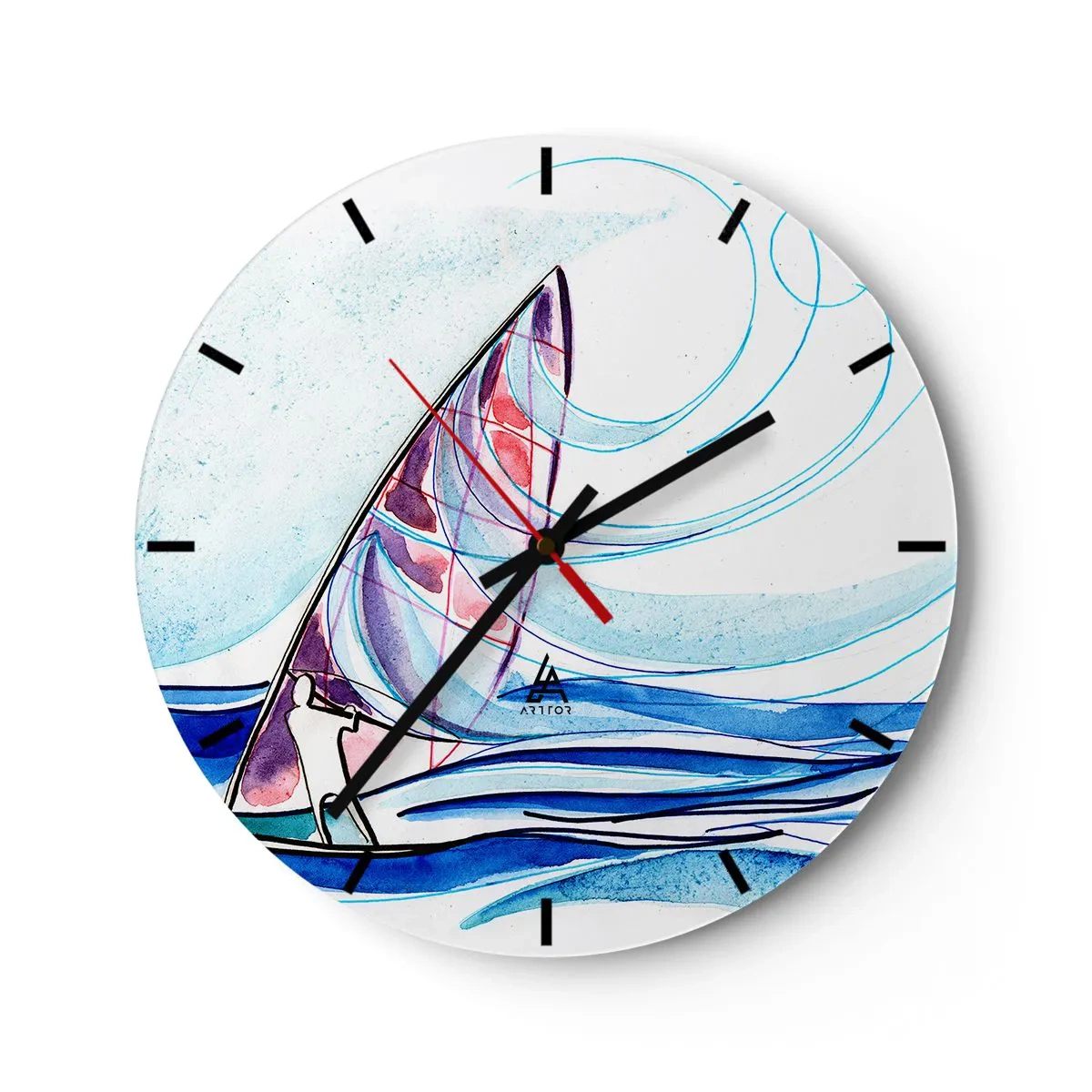 Wanduhr - Glasuhr - Mit dem Wind im Rhythmus der Wellen - 40x40 cm