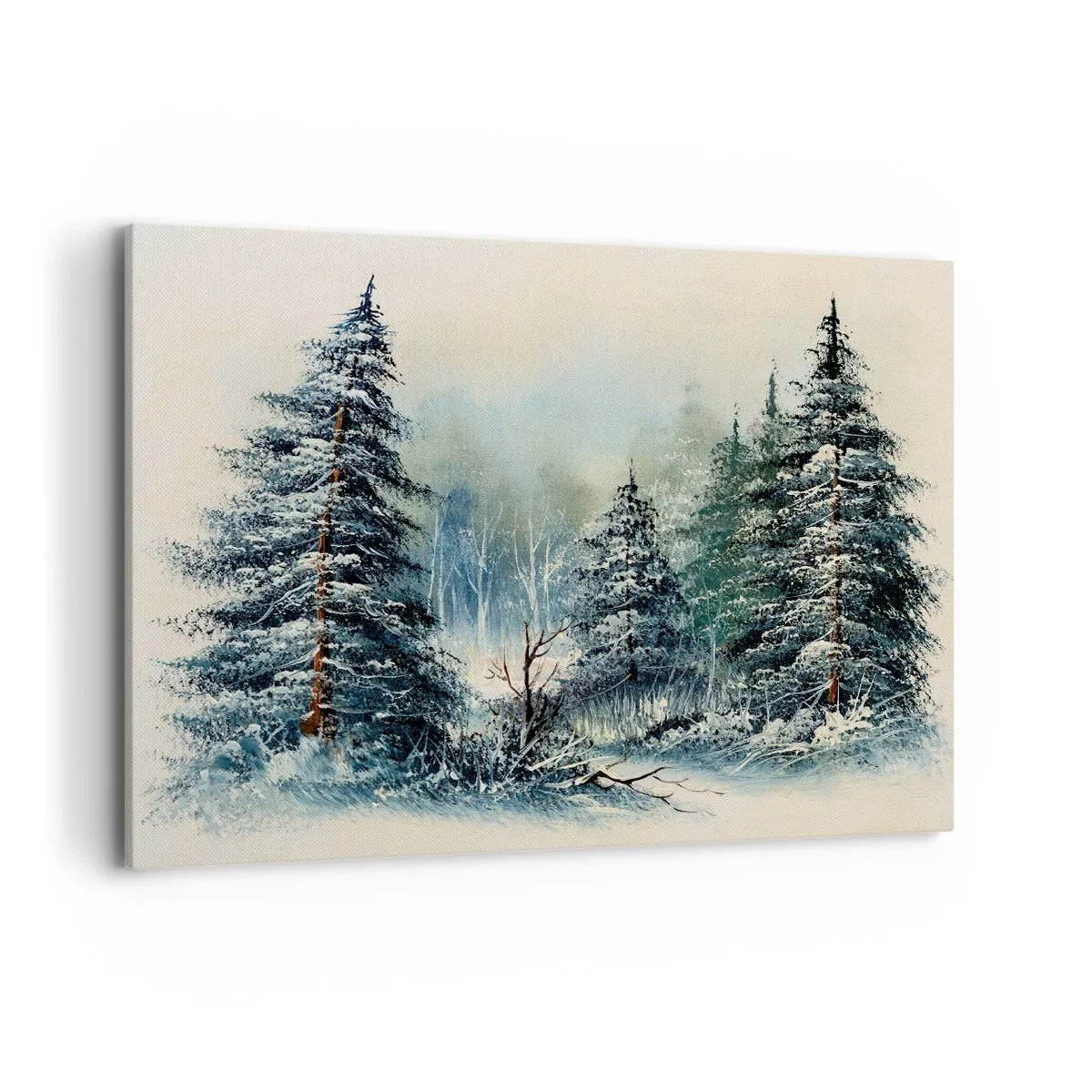 Bild auf Leinwand - Leinwandbild - Winterlandschaft mit schneebedeckten Bäumen - 100x70cm - Bereit für Weihnachten - Moderne Wanddekoration für Wohnzimmer und Schlafzimmer ARTTOR